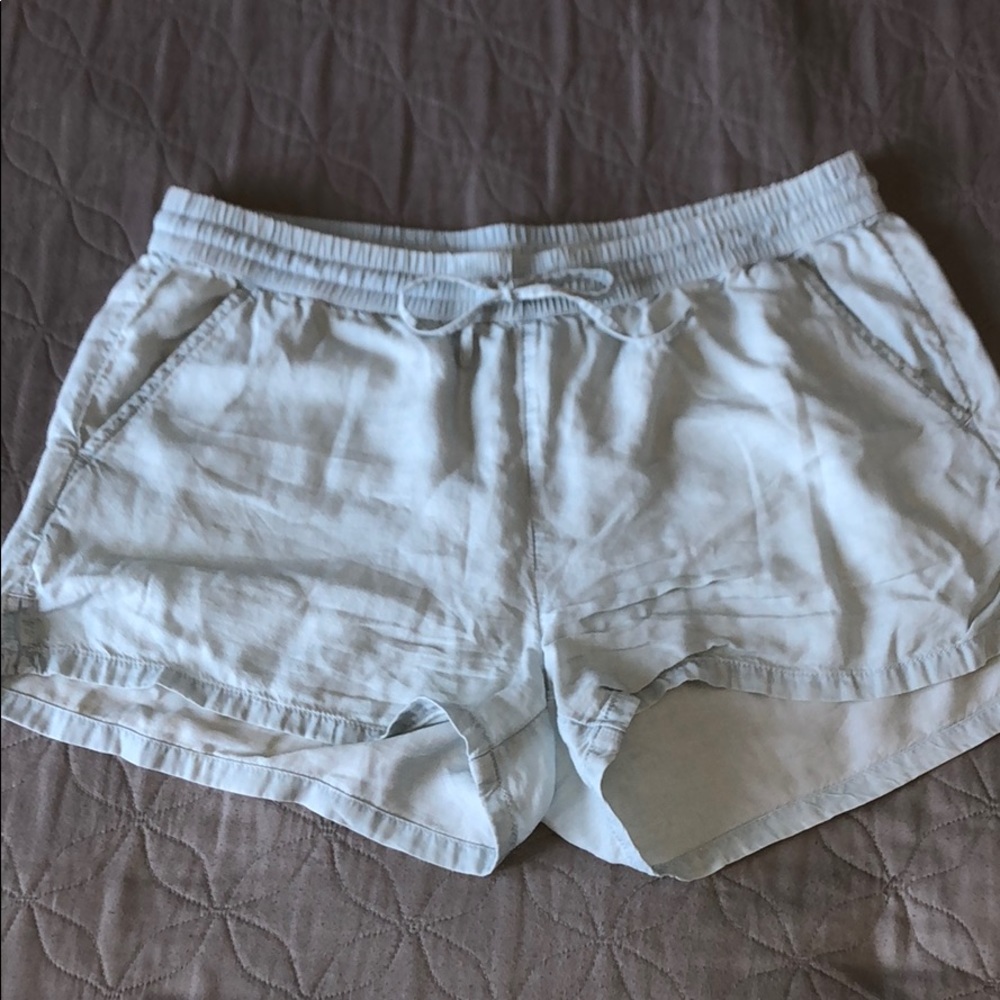 -aerie pale blue drawstring camp shorts-